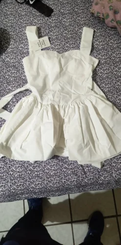Click to view full screen Darlingaga Fashion Chic Satin Party Dress Mini White Bud Spaghetti Strap Corset Sexy Summer Dresses Women Tie-Up Bow Sundress photo review