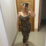 leopard print sleeveless V-neck sexy midi dress spring women fashion streetwear Christmas party outfits photo review