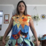 2024 European and American Cross Border Women's New Dress V-neck Sleeveless Sexy Printed Large Hem Foreign Trade Dress photo review