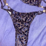 2024 Brazilian Summer Women Leopard Pearl Bathing Suit Beachwear Thong Two Pieces Set Special Fabric Halter Neck Swimwear Bikini photo review