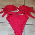 3 Colors Sexy Metal Rings Cut Out Women Swimwear One Piece Swimsuit Female Bandeau High Leg Cut Bather Bathing Suit Swim B022D photo review