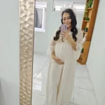 Boho Cotton Maternity Photo Shoot Dress Beige Bohemian Lace Stiches Cotton Pregnant Woman Photography Long Dresses photo review