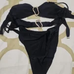 3 Colors Sexy Metal Rings Cut Out Women Swimwear One Piece Swimsuit Female Bandeau High Leg Cut Bather Bathing Suit Swim B022D photo review