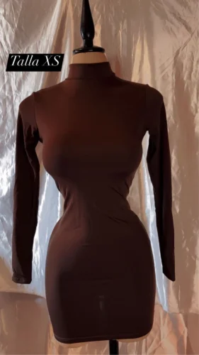 Long Sleeve Slim Bodycon Mini Dress Women Turtleneck Pleated Party Ruched Short Evening Club Outfit Soild Color photo review