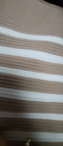 Summer Striped Beach Knitted Dress O Neck Short Sleeves Chic Hotsweet Slim Sundress Streetwear Y2K Bodycon Midi Dress photo review