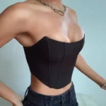 Sleeveless Off Shoulder Fashion Sexy Corset Crop Tops Vest Female Underwear Backless Bustier Top Solid photo review