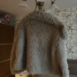 TRAFZA Women Fashion Cropped Faux Fur Jacket Coat Long Sleeve Front Snap-button Female Outerwear Chic Lapel Collar Thick Coat photo review