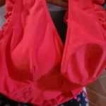 BikinX Solid One Piece Swimsuit Women Red Swimwear Sexy Deep V Neck Swimming Suit Backless High Leg Bathing Suit for Women photo review
