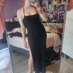 Sexy Black Long Bodycon Dress Women Summer Sleeveless Blackless Halter Neck Spaghetti Strap Dresses High Split Vestidos photo review
