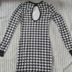 Houndstooth Print Women Long Sleeve Midi Dress Hollow Out Bodycon Sexy Streetwear 2022 Autumn Winter Club Elegant Slim photo review
