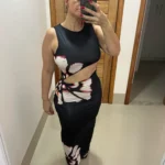 Black Dresses Women Summer New O-Neck Sleeveless Sexy Clubwear Hollow Out Dress Fashion Print Casual Elegant Slim Female Dresses photo review