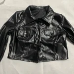 Xeemilo Autumn Faux Leather Short Jacket Y2K Turn-down Collar Fashion Botton Decoration PU Coat 2022 Grunge Street Casual Coats photo review