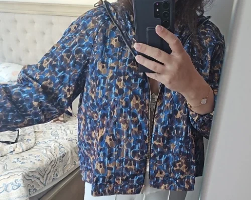 CHCH Women Print Midi Clothing Hooded Jackets Casual Long Sleeve Outwear Thin Coats Zipper Windbreaker Female Top photo review