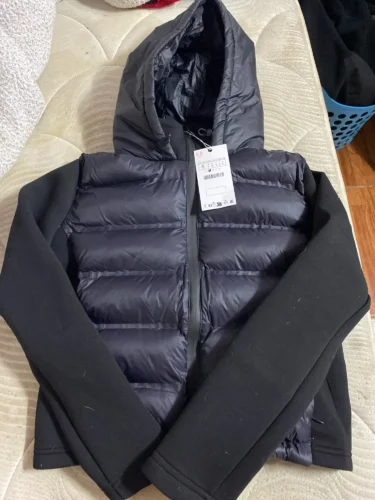 UNIZERA slim fit zipper hooded short warm jacket autumn and winter new product long sleeved solid color women's cotton jacket photo review