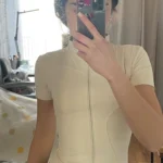 Summer High Quality Waist Slimming Training Tops Women's Quick-drying Tight Stand Collar Full Zipper Short Sleeves Yoga shirts photo review