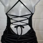 2024 Europe and the United States explosive new cross-border dress summer high sense lace-up sexy halter spice bag hip skirt photo review