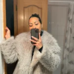 TRAFZA Women Fashion Cropped Faux Fur Jacket Coat Long Sleeve Front Snap-button Female Outerwear Chic Lapel Collar Thick Coat photo review