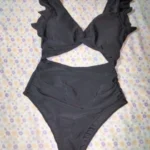 Contrast Mesh One Piece Swimsuit, V Neck Solid Color Backless Tummy Control High Cut Bathing Suit, Women's Swimwear & Clothing photo review