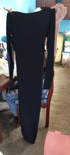 Hugcitar Spring Elegant Long Sleeve Backless Solid Cuched Sexy Bodycon Maxi Prom Dress Women Outfit Evening Party Festival Y2K photo review