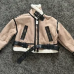 2024 TRAF New synthetic sheepskin women's Coat Thickened thermal bomber Jacket Y2K lapel vintage winter fashion photo review