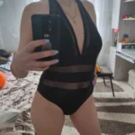 2023 New Sexy Mesh Patchwork Swimwear Women One Piece Swimsuit Female Deep V-neck Bathing Suit Beach Wear Push Up Monokini Swim photo review