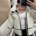 2024 RARF Autumn New Women's European and American Style Artificial Fur Effect Motorcycle Jacket Coat with Fur Integration photo review