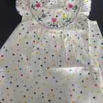 New Cute Girl'S Dress Sweet Rose Embroidered Small Round Dots Korean Version Loose Bubble Sleeve Cotton Beach Skirt photo review