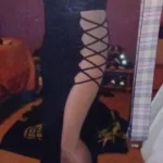 Criss Cross Cut Out Dress, Sexy Bodycon Mock Neck Sleeveless Dress, Women's Clothing photo review