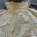 New Cute Girl'S Dress Sweet Rose Embroidered Small Round Dots Korean Version Loose Bubble Sleeve Cotton Beach Skirt photo review