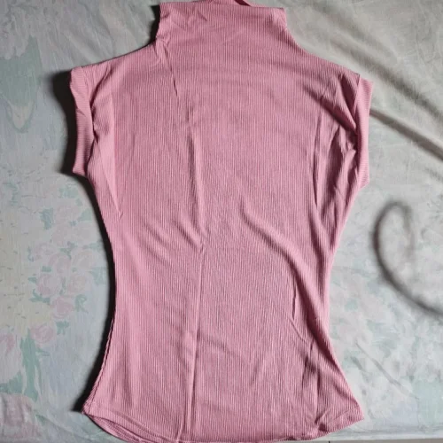 Women Summer Sexy Turtleneck Sleeveless T-Shirts Tops Solid Slim Fit Pullovers Causal Tees Shirts Female Streetwear Basics Tees photo review