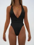 2023 New Sexy Deep V One Piece Swimsuit Women Bandage Backless Swimwear Female Monokini Bathers Bathing Suits Summer Beach Wear