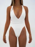 2023 New Sexy Deep V One Piece Swimsuit Women Bandage Backless Swimwear Female Monokini Bathers Bathing Suits Summer Beach Wear