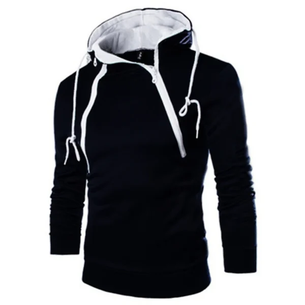 Men's Hoodies Long Sleeve Sweatshirts for Men Zipper Hooded Pullover High Neck Mens Sweatshirt Top Jacket Coat Black Sweater