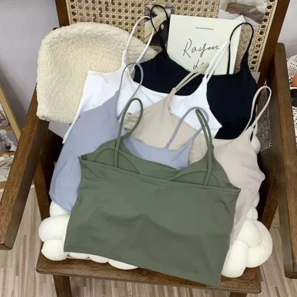 2024 Summer Bra Top Sexy Women Ice Silk Crop Top Seamless Tube Tops Camisole Underwear Korean Fashion Solid Padded Bralette Vest