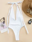 2023 New Sexy Deep V One Piece Swimsuit Women Bandage Backless Swimwear Female Monokini Bathers Bathing Suits Summer Beach Wear