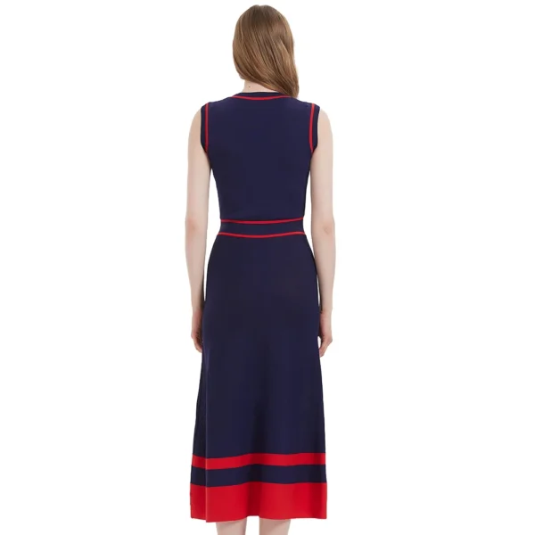 CHCH Women's Dress 2024 New Sleeveless Knitted Long Dress Simple navy blue Business Women's Wear