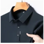 2025 Men's Short Sleeve Solid Color Polo Shirt Breathable Comfortable Elastic Top New Arrivals Casual Business Style