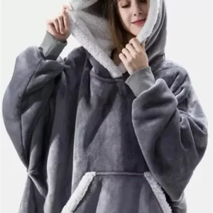 Winter Hoodies Sweatshirt Women Men Pullover Fleece Giant TV Oversized Blanket with Long Flannel Sleeves