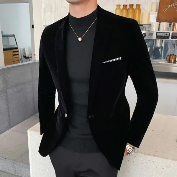 Mens Blazer Men's Fashion Business Corduroy Shirt Gentleman British Style Casual Slim-fit Wedding Work Mens Blazer Jacket 5XL