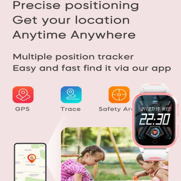 ROM 8GB 4G Kids Smart Watch GPS WiFi Position Video Call Phone Sound Recording Children Smartwatch Call Back Monitor Alarm Clock