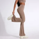 Women's wide leg Flare pants Elastic hip lift Yoga workout pants Comfortable opaque cargo pocket pants