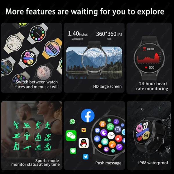 2025 New For Galaxy Watch 6 GPS Track Smart Watch Men Amoled Always Display Body Temperature Clock BT Talk Smart Watch Woman Man