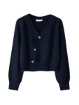Korean version of women's autumn and winter knitted cardigan diagonal V-neck women's long-sleeved single-breasted sweater