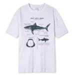 Great White Shark Anatomy T-Shirt New Summer Men Street Short Sleeve Hip Hop Punk Style Boy Casual Tops Fashion White Tees
