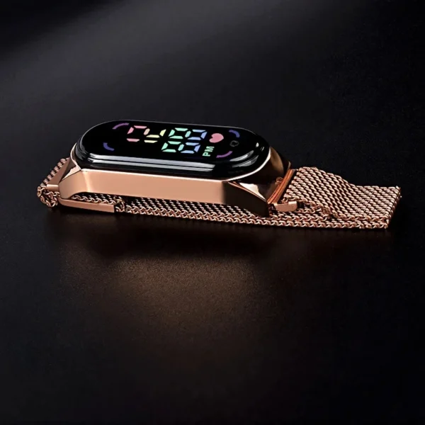 2024 New LED Women Watch Magnetic Watchband Strap Waterproof Touch Feminine Clock Fashion Digital Wristwatches