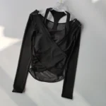 Sexy Mesh Slimming Yoga Suit for Women Gathering Together Sports Bra Fake Two Pieces of Quick Drying Training Pilates Cover Up