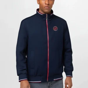 Men's Baseball Jacket Spring Thin Zipper Stand Collar Top Navy Blue Student Sports Jacket