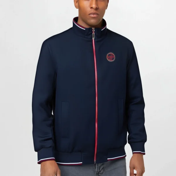 Men's Baseball Jacket Spring Thin Zipper Stand Collar Top Navy Blue Student Sports Jacket