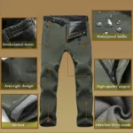 JNLN Men's Winter Fleece Pants Hiking Climbing Camping Waterproof Work Pants Outdoor Sports Mountaineering Skiing Warm Trousers
