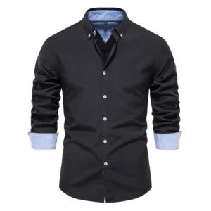 AIOPESON New Spring Cotton Blend Men's Oxford Shirt Long Sleeve Button Down Social Buinesss Casual Shirts for Men